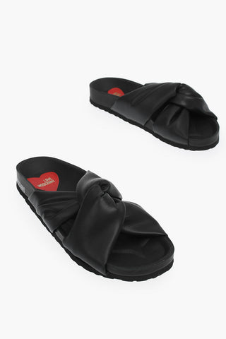 LOVE pool sliders BIRKI30 in pelle con design annodato