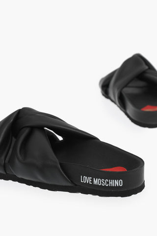 LOVE pool sliders BIRKI30 in pelle con design annodato