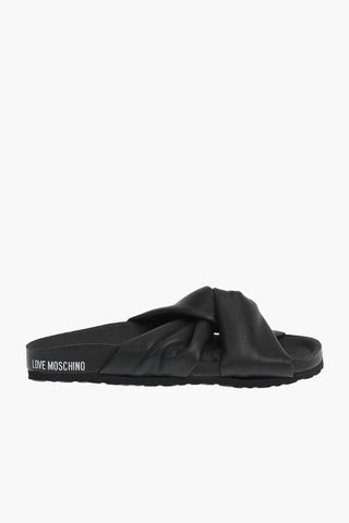 LOVE pool sliders BIRKI30 in pelle con design annodato