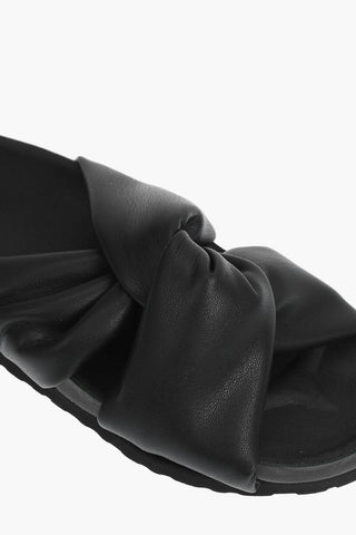 LOVE pool sliders BIRKI30 in pelle con design annodato