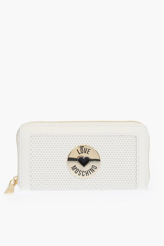 LOVE zip closure perforeted faux leather wallet