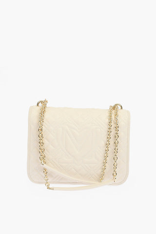 LOVE golden details quilted faux leather flap bag