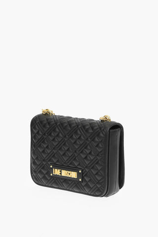 LOVE quilted faux leather flap bag with chain handle