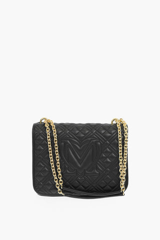 LOVE quilted faux leather flap bag with chain handle