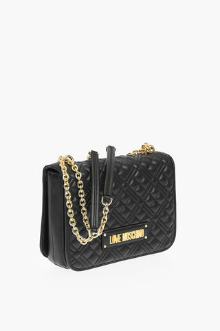 LOVE quilted faux leather flap bag with chain handle