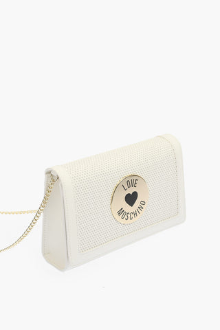 LOVE faux leather mini crossbody bag with perforated details