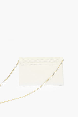 LOVE faux leather mini crossbody bag with perforated details