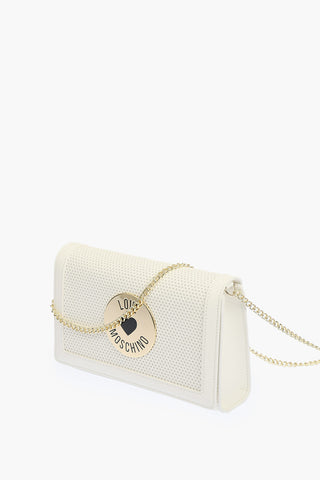 LOVE faux leather mini crossbody bag with perforated details