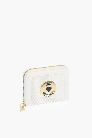 LOVE perforated detail faux leather wallet