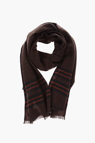 sciarpa in lana vergine e cashmere con dettaglio righe