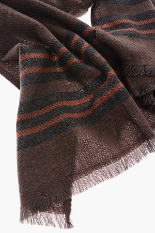 sciarpa in lana vergine e cashmere con dettaglio righe