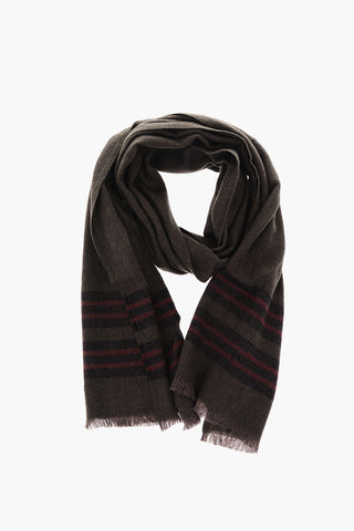 virgin wool and cashmere scarf with stripes detail