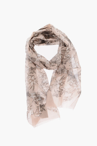 CC COLLECTION floral patterned cotton and silk foulard