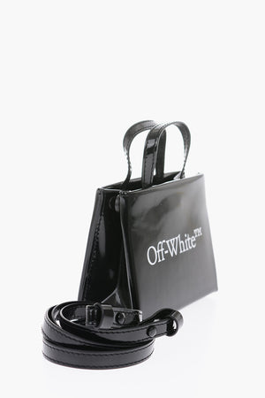 binder clip fastening mini leather tote bag