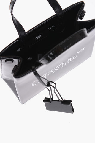 binder clip fastening mini leather tote bag