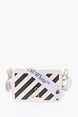 diagonal stripe patterned saffiano leather crossbody bag