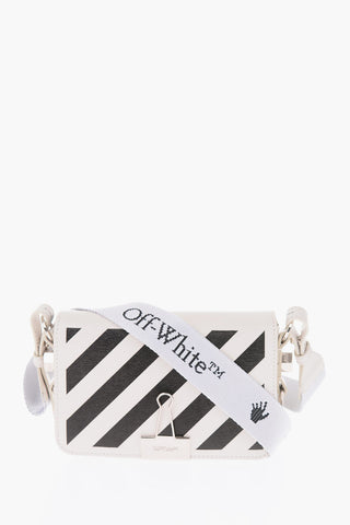 diagonal stripe patterned saffiano leather crossbody bag