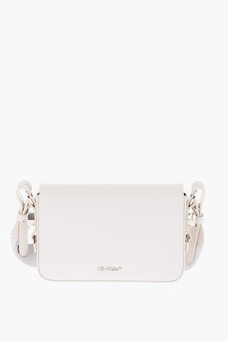 diagonal stripe patterned saffiano leather crossbody bag