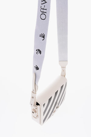 diagonal stripe patterned saffiano leather crossbody bag