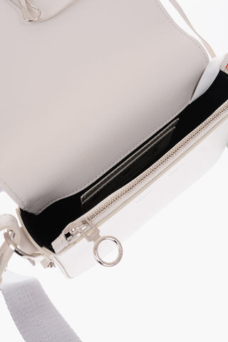 diagonal stripe patterned saffiano leather crossbody bag