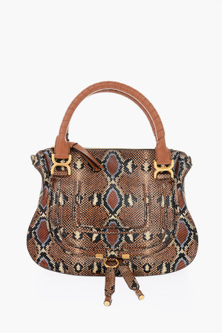 removable shoulder strap python tote bag 