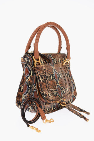 removable shoulder strap python tote bag 