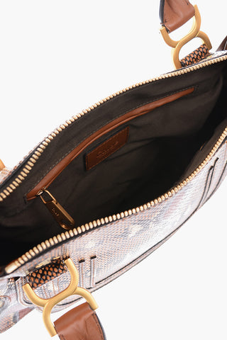 removable shoulder strap python tote bag 