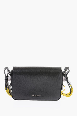 diagonal stripes patterned saffiano leather bag with industrial shoulder strap