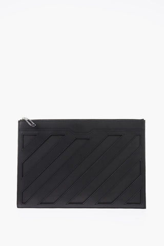 cut out details leather document holder