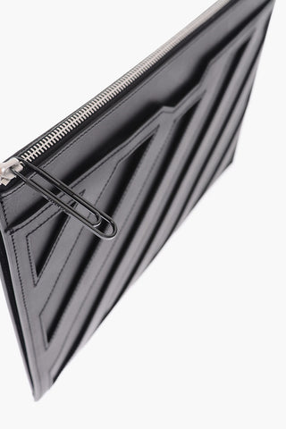 cut out details leather document holder