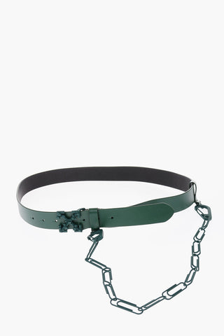 35mm leather belt with removable chain