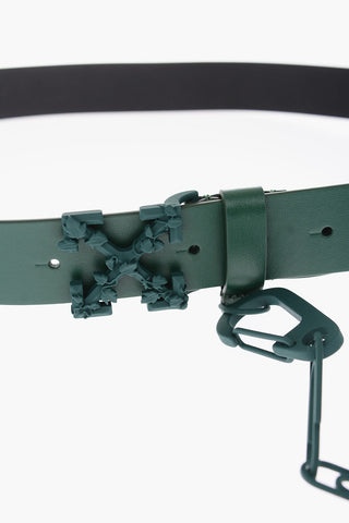 35mm leather belt with removable chain