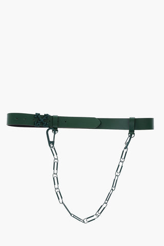 35mm leather belt with removable chain