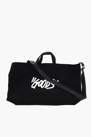 solid color QUOTE tote bag with contrasting print