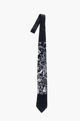 contrasting floral printed silk tie