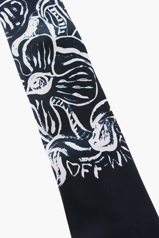 contrasting floral printed silk tie