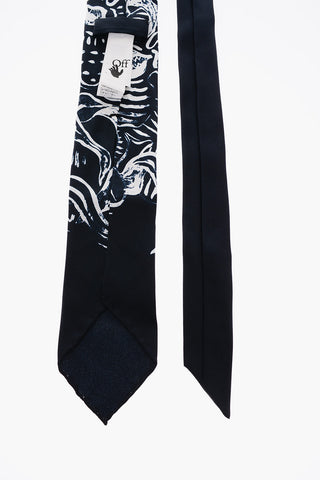 contrasting floral printed silk tie