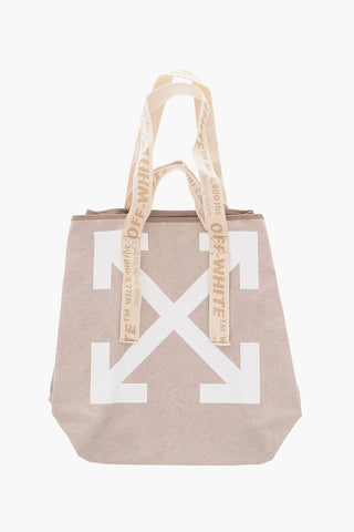 printed arrows shopper bag with Leather Trimmings