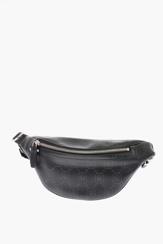 all over logo Leather PIERCED MONOGRAM Bum Bag
