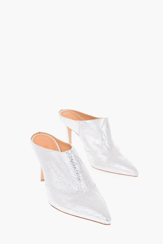 10cm reptile leather mules with heel