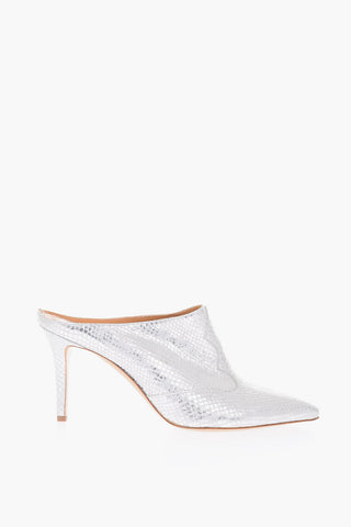 10cm reptile leather mules with heel