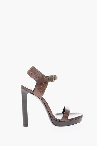12cm leather Ankle-strap sandals with studs