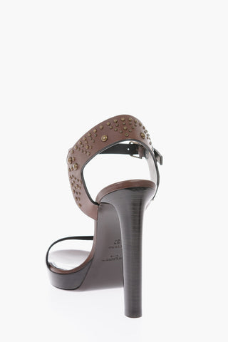 12cm leather Ankle-strap sandals with studs