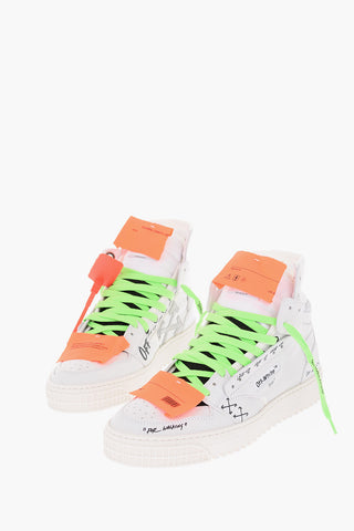 leather OFF COURT high-to sneakers with fluo details