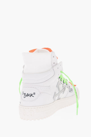 leather OFF COURT high-to sneakers with fluo details