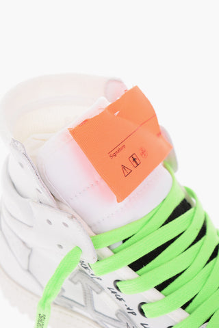 leather OFF COURT high-to sneakers with fluo details