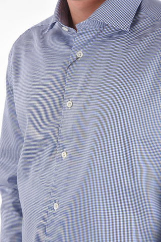 COUTURE Camicia in Cotone Zephir Wrinkle Free con Motivo Gingham