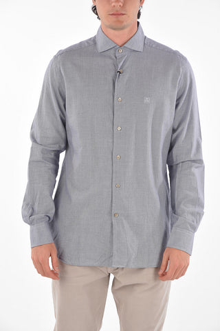 ID Micro-Houndstooth Motif Cotton Shirt
