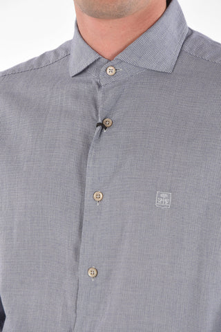 ID Micro-Houndstooth Motif Cotton Shirt