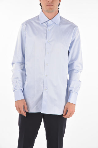 Camicia in Cotone Twill con Polsini Doppi alla Francese